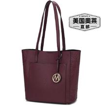 MK mia k collectionLea Tote 纯素皮革手提包 酒红色
