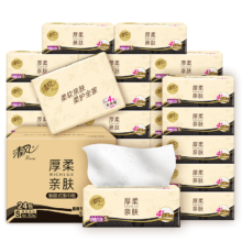 plus会员：清风抽纸 厚柔4层80抽*24包整箱*2件+凑单