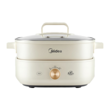 美的（Midea）电火锅 电煮锅 家用鸳鸯电火锅专用锅电炒锅电锅 多功能分体式电热锅 6L大容量 6L MC-HGS303002