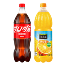 可口可乐（Coca-Cola）汽水+美汁源果粒橙果汁 1.25L*2瓶 混合装