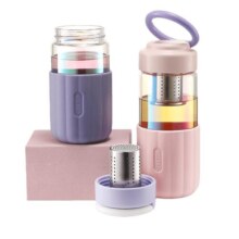 水杯玻璃杯女便携茶水分离泡茶高颜值花茶杯子2024新款家用耐高温
