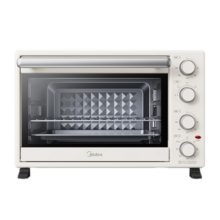 美的（Midea） 35升家用多功能电烤箱 机械式操作 可视炉灯 上下独立控温 三种烘烤模式专业烘焙蛋糕 PT3540 浅杏色 35L 淡雅浅杏色