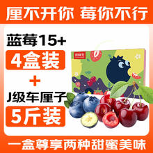 限移动端：京鲜生 Mr.Seafood 云南蓝莓4盒（果经15mm+）+J级智利车厘子5斤