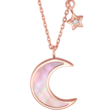 周六福珠宝 母贝星月18K金钻石项链女款 KIBK066516 40+5cm 新年礼物