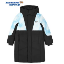 20点开始：Skechers 斯凯奇 男女童梭织长款羽绒服 儿童保暖外套 P424K069