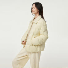 坦博尔 羽绒服女轻薄短款2024衬衫领韩版外套TBF330226D 淡奶黄 155/80A