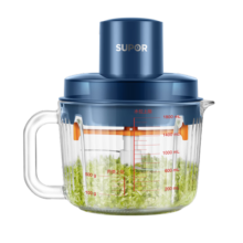 苏泊尔（SUPOR）绞肉机双刀升级绞菜杆家用多功能搅肉机2.2L电动绞肉馅切菜打肉碎肉机玻璃材质JR55S-U