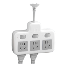 纯铜插头转换器 灰色带插头 3开关（纯铜 2500W）