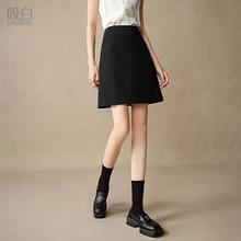 晚白 ONEBUYE 2025春季新款女士韩版高腰免烫黑色半裙高腰a字半身裙女短裙