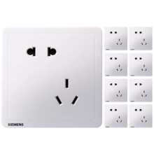 西门子（SIEMENS） 墙壁开关插座面板 致典系列雅白色 正五孔10只量贩装