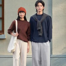 优衣库 男女装柔软针织摇粒绒圆领套头衫T恤百搭保暖打底衫