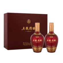 五粮液股份 五粮精酿 中国红 浓香型白酒 52度 500ml*2瓶 礼盒 年货送礼
