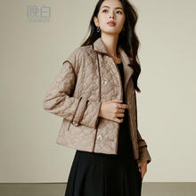 晚白 ONEBUYE 2024年冬款休闲厚外套时尚百搭翻领通勤简约棉服外套女 咖色 XL