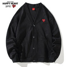 查尔斯桃心 CHARLES JANG'S HAPPY HEART 毛衣男纹理保暖加绒加厚爱心针织开衫冬季