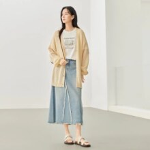 再降价：对白 慵懒宽松廓形 软糯轻薄V领针织衫 女式开衫