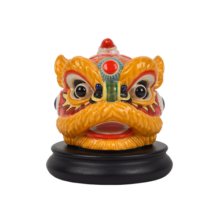翊珗（YIXIAN） 醒狮摆件国潮舞狮佛山文创陶瓷石湾公仔装饰工艺品商务礼品定制 红彩狮头(精美礼盒+圆形底座)