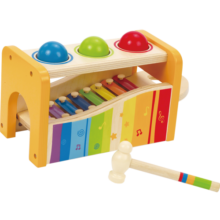 Hape(德国)婴幼儿童玩具八音琴手敲木质琴宝宝乐器早旋律敲琴台E0305