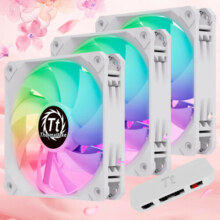 Thermaltake（Tt）枭龙 12 ARGB 雪白版 机箱风扇（ARGB风扇*3/集线器*1/主板同步/减震设计/PWM智能温控）
