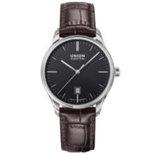 宇联（UNION GLASHUTTE SA）格拉苏蒂德国手表维罗系列黑色男士机械日历腕表情人节礼物送男友