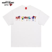 查尔斯桃心 CHARLES JANG'S HAPPY HEART 涂鸦字母短袖t恤男2024年夏季纯棉印花圆领宽松无性别