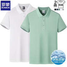 罗蒙 两件装冰丝短袖t恤男士 白色+豆绿 XL