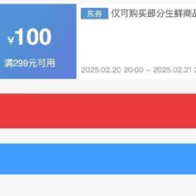 即享好券：京东 满299减100 黑五生鲜补贴券