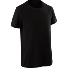 迪卡侬（DECATHLON） 运动t恤男纯色圆领打底棉秋跑步健身短袖GYPML Sportee 100 黑色 M