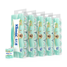 舒洁（Kleenex）绿茶洋甘菊印花卫生纸清香有芯3层10粒*5提卷纸厕纸50粒 家庭装