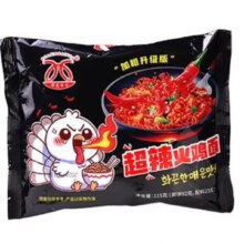 ????华夏百分泡面方便面韩式干拌面魔鬼辣变态辣火鸡面1380g115g*12包