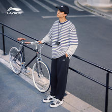 李宁 LI-NING 卫裤男士加绒运动时尚系列长裤男装宽松秋季束脚针织运动