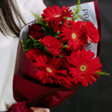某东鲜花玫瑰康乃馨红色混合花束