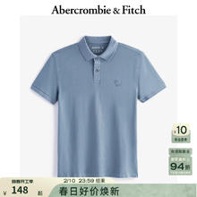 Abercrombie & Fitch 男装24夏款通勤经典小麋鹿短袖Polo衫 蓝色(4274) XL (180/116A)