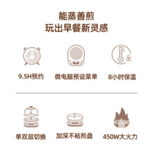 小浣熊 煮蛋器定时迷你蒸蛋器自动断电煎锅煎蛋器小型蒸锅早餐 米白色 双层