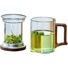 忆壶茶（YIHUTEA） 茶杯泡茶杯茶水分离杯加厚耐高温绿茶杯家用办公室喝水杯 木方杯400ml