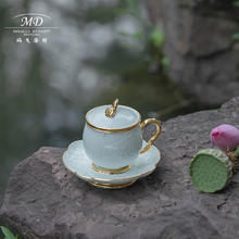玛戈隆特 茶杯茶水分离杯水杯带盖过滤三套装家用送礼福德莲生 莲蓬漏斗杯