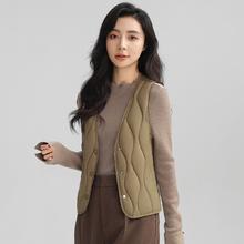 YAYA 羽绒马甲女V领纯色菱形格内搭轻薄羽绒服便携内穿外搭羽绒背心