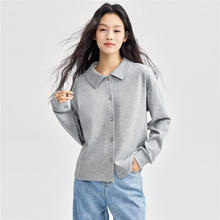 佐丹奴 外套女双面布简约纯色上衣翻领泡泡袖休闲开衫13374866
