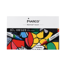马可（MARCO）拉菲尼60色丙烯马克笔专业DIY防水颜料水彩荧光记号儿童学生小孩亲子绘画礼盒开学礼 速写 马克笔绘画