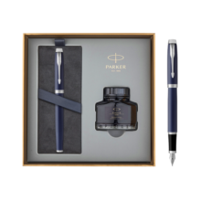 【情人节礼物】派克（PARKER）钢笔 签字笔  IM蓝色白夹墨水笔 墨水礼盒