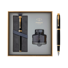 【情人节礼物】派克（PARKER）钢笔签字笔  IM丽雅黑金夹墨水笔 墨水礼盒