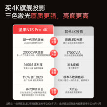 坚果投影N1S Pro 4K超高清纯三色激光 云台投影仪家用家庭影院白天投墙办公(2000CVIA 真高亮+墙色自适应) N1S Pro+原装手提包+影视资源