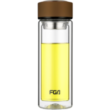富光男女士双层玻璃杯 高硼硅玻璃304茶隔水杯子 带茶隔泡茶杯320ml