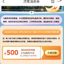 促销活动：京东 济南消费券 每日10点领满6000-500消费券