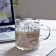 苏州博物馆方寸苏博描金玻璃杯 早餐杯透明茶杯水杯 生日礼物送女友毕业礼物