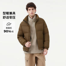 坦博尔 90绒羽绒服男短款休闲立领韩版秋冬厚外套TF238327 旷野棕 180/96A