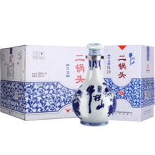 牛栏山北京二锅头百年青花瓷清香型高度白酒52度 52度 500mL 6瓶 整箱装