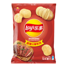 乐事（Lay's） 薯片休闲零食膨化食品 135克袋装 大包装零食 多种混合口味 得克萨斯烧烤味