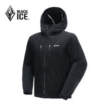 BLACKICE 户外男款防风防泼四面弹力连帽软壳上衣 黑色 M