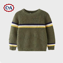 C&A 儿童条纹针织毛衣春秋冬款毛衣 军绿 110