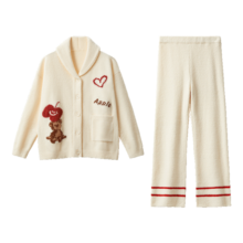 十月结晶月子服秋冬款产妇产后加厚半边绒哺乳家居服套装（建议90-145斤）